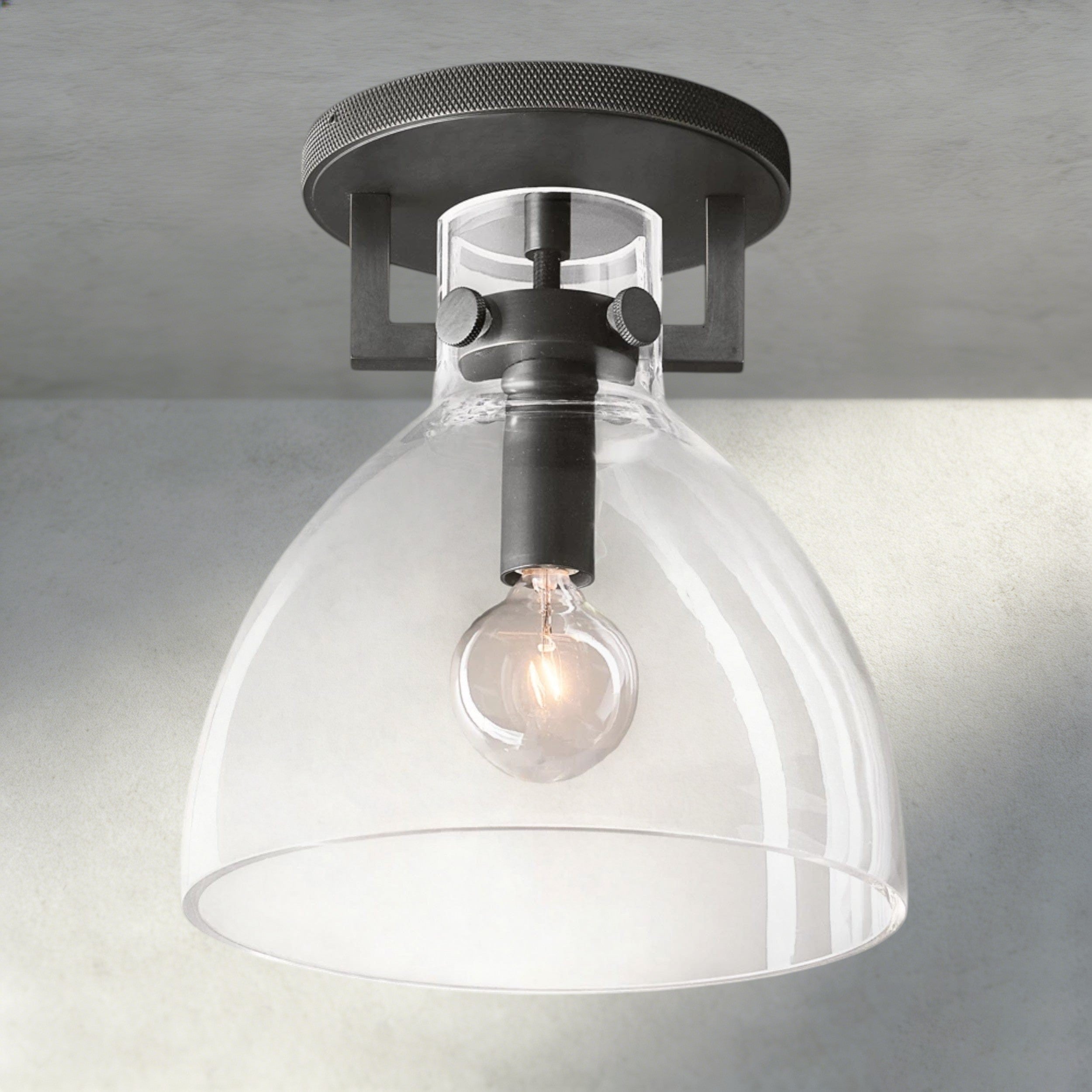 Bronze Machinist Glass Cloche Flushmount