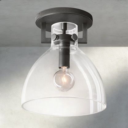 Bronze Machinist Glass Cloche Flushmount