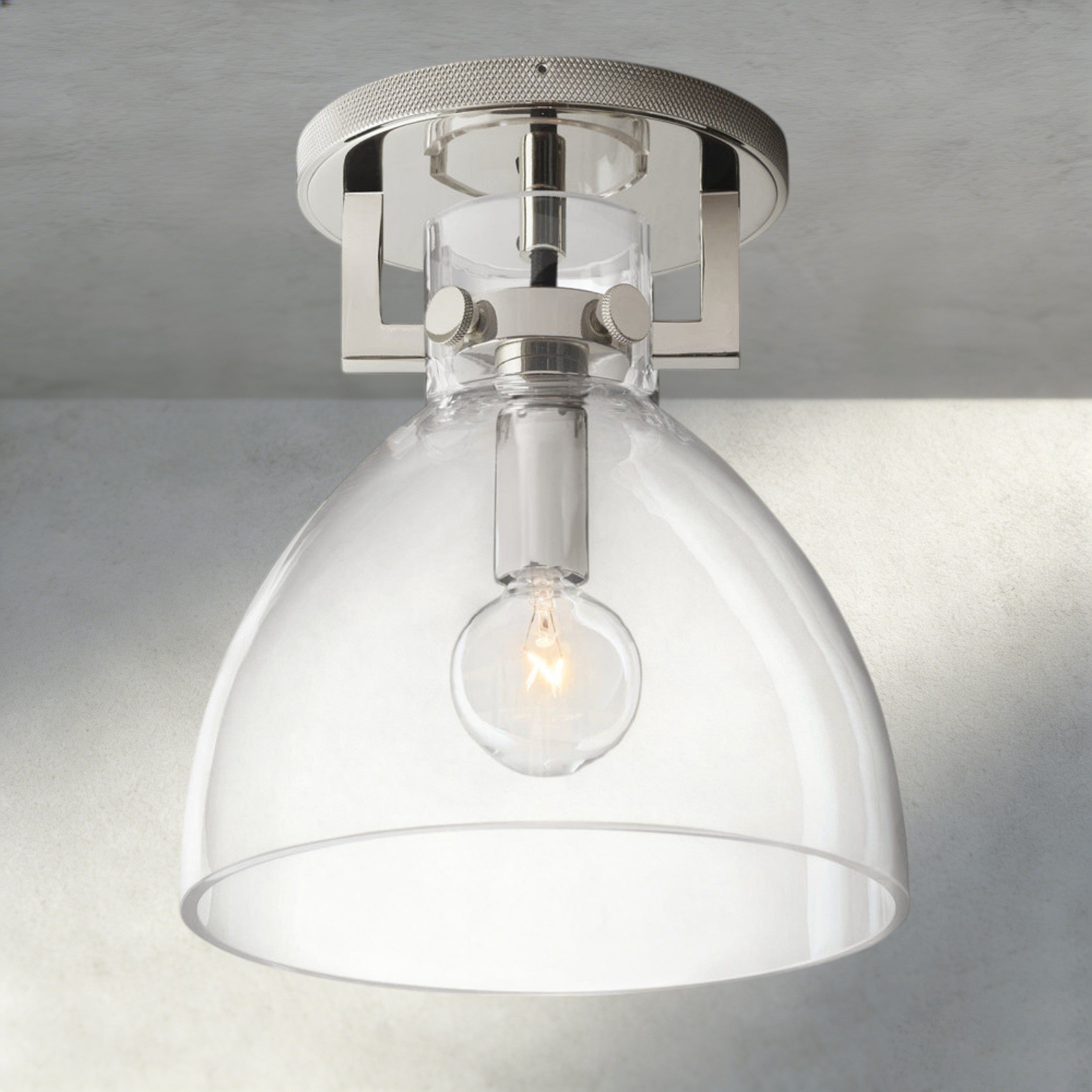 Nickle Machinist Glass Cloche Flushmount