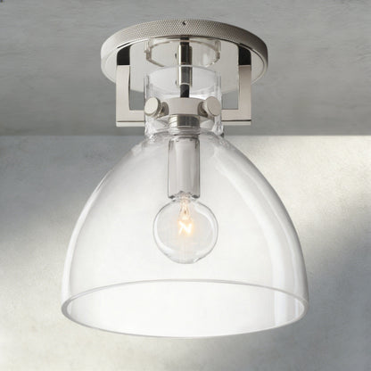 Nickle Machinist Glass Cloche Flushmount