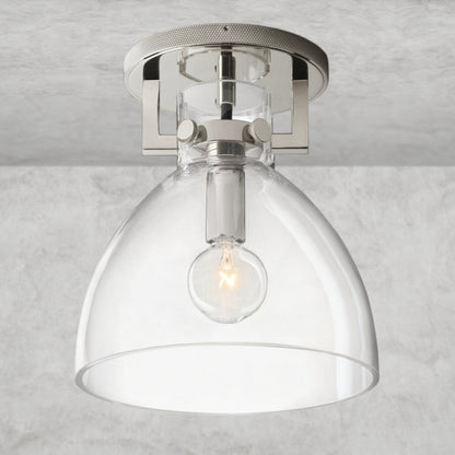 Nickle Machinist Glass Cloche Flushmount