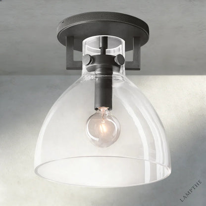 Bronze Machinist Glass Cloche Flushmount