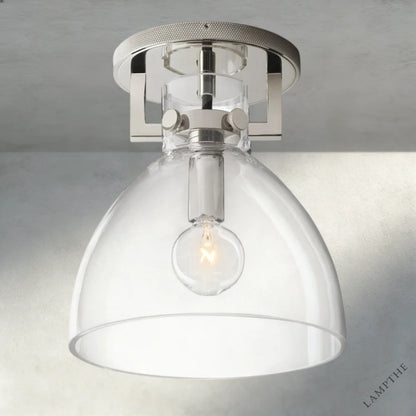 Nickle Machinist Glass Cloche Flushmount