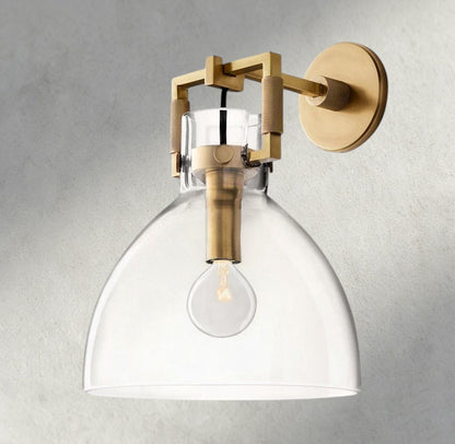 10" / Brass MACHINIST GLASS CLOCHE SCONCE 8", 10"