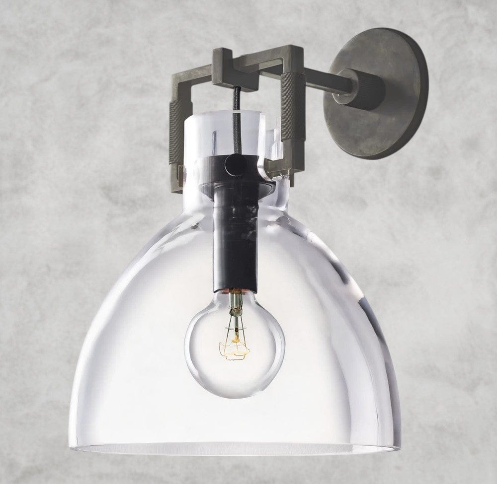 10" / Bronze MACHINIST GLASS CLOCHE SCONCE 8", 10"