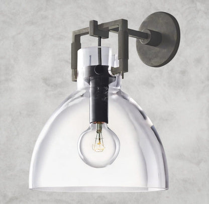 10" / Bronze MACHINIST GLASS CLOCHE SCONCE 8", 10"