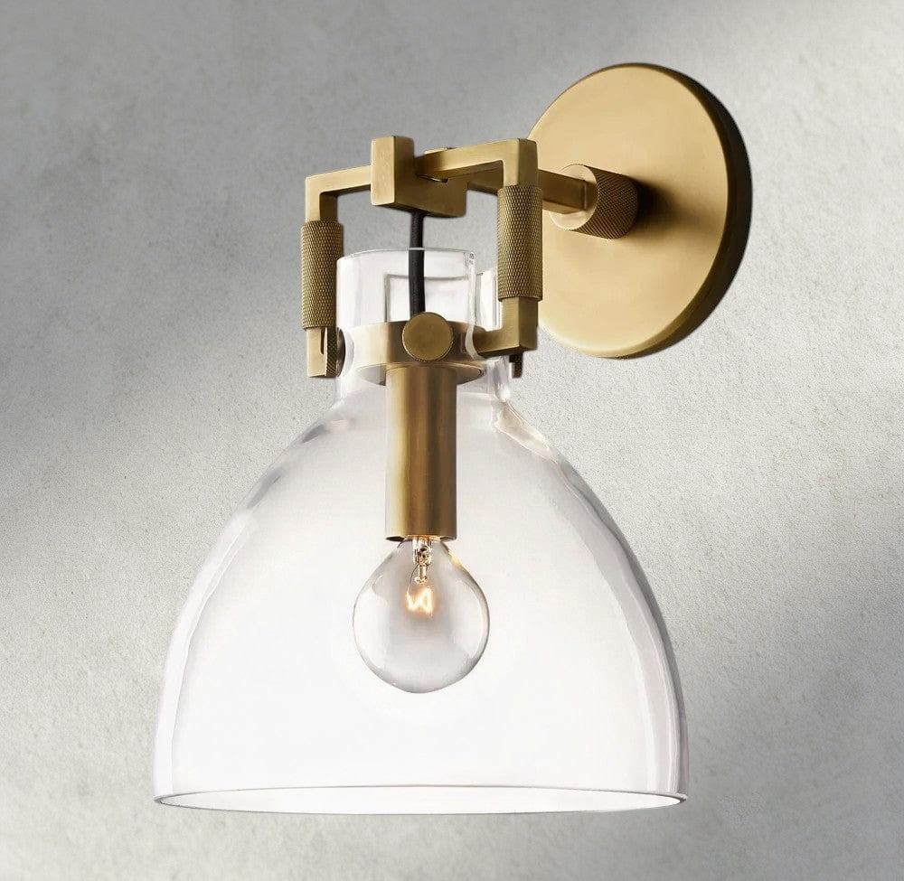 8" / Brass MACHINIST GLASS CLOCHE SCONCE 8", 10"