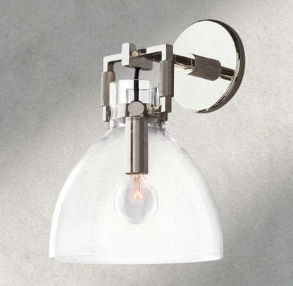 8" / Nickle MACHINIST GLASS CLOCHE SCONCE 8", 10"