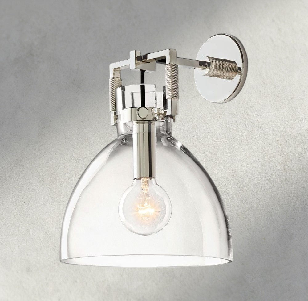10" / Nickle MACHINIST GLASS CLOCHE SCONCE 8", 10"