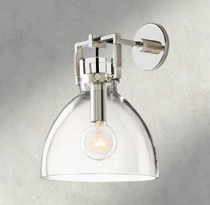 10" / Nickle MACHINIST GLASS CLOCHE SCONCE 8", 10"