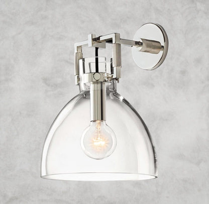 10" / Nickle MACHINIST GLASS CLOCHE SCONCE 8", 10"
