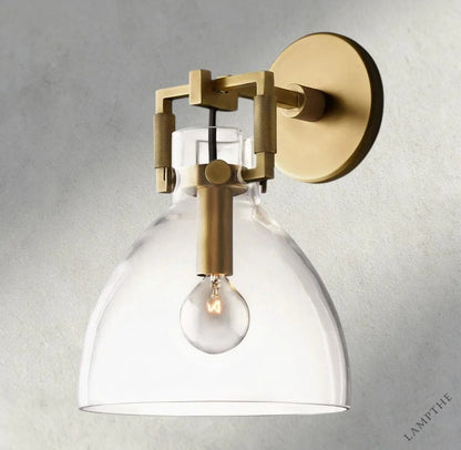 8" / Brass MACHINIST GLASS CLOCHE SCONCE 8", 10"