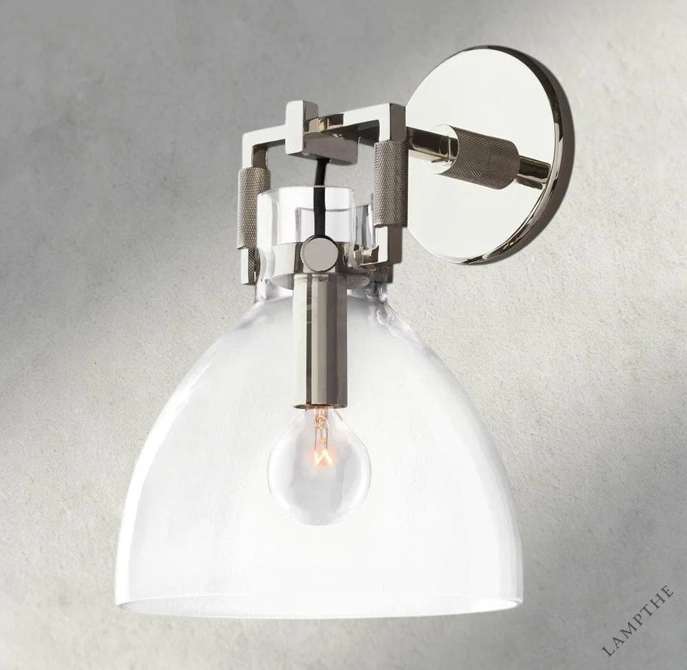8" / Nickle MACHINIST GLASS CLOCHE SCONCE 8", 10"