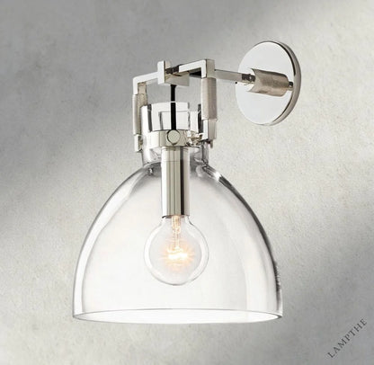 10" / Nickle MACHINIST GLASS CLOCHE SCONCE 8", 10"