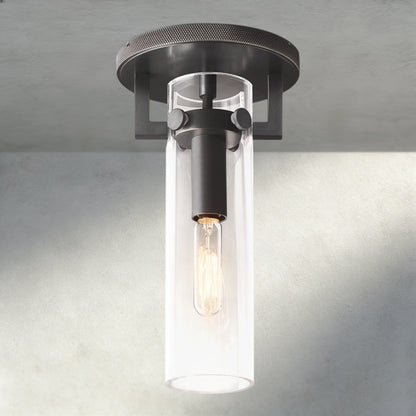 Bronze MACHINIST GLASS CYLINDER FLUSHMOUNT