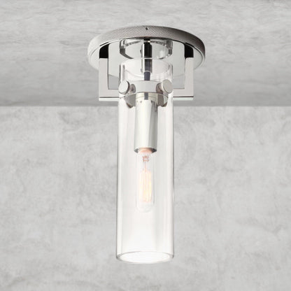 Nickle MACHINIST GLASS CYLINDER FLUSHMOUNT