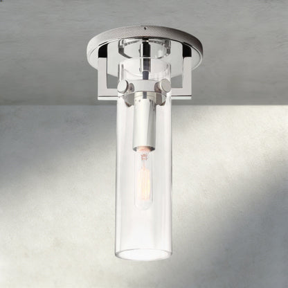 Nickle MACHINIST GLASS CYLINDER FLUSHMOUNT