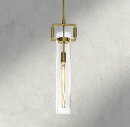 12" / Brass Machinist Glass Cylinder Pendant 12", 22"