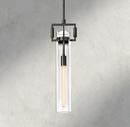 12" / Bronze Machinist Glass Cylinder Pendant 12", 22"