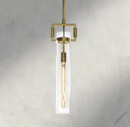 12" / Brass Machinist Glass Cylinder Pendant 12", 22"