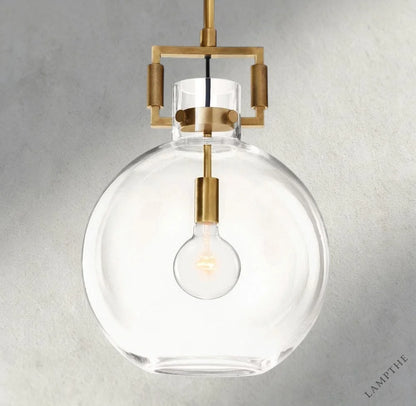 10" / Brass MACHINIST GLASS GLOBE PENDANT 10", 14", 18"