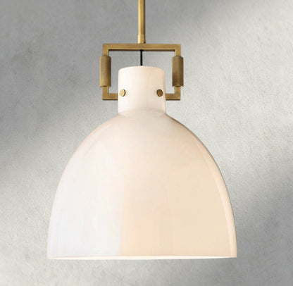 10" / Brass MACHINIST MILK GLASS CLOCHE PENDANT 10", 14", 18"