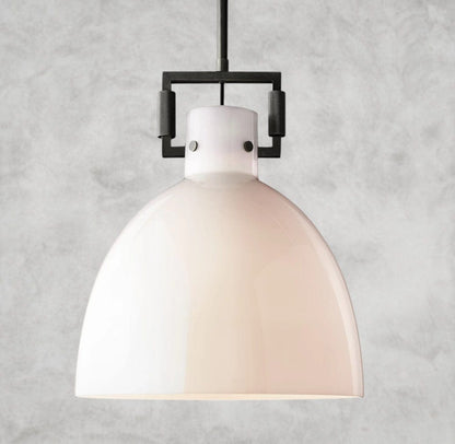 10" / Bronze MACHINIST MILK GLASS CLOCHE PENDANT 10", 14", 18"