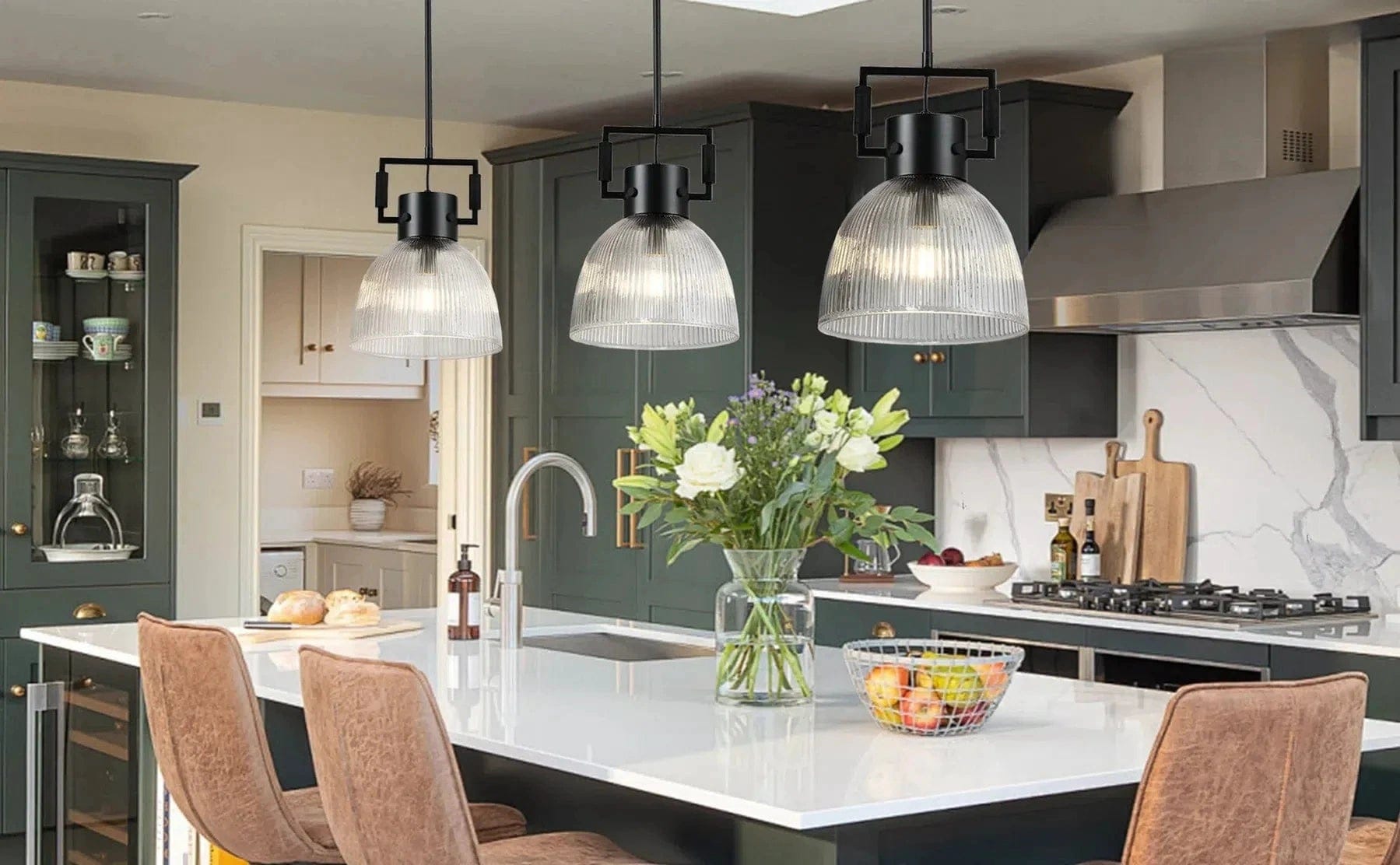 18" / Black MACHINIST PRISMATIC CLOCHE PENDANT 10", 14", 18"