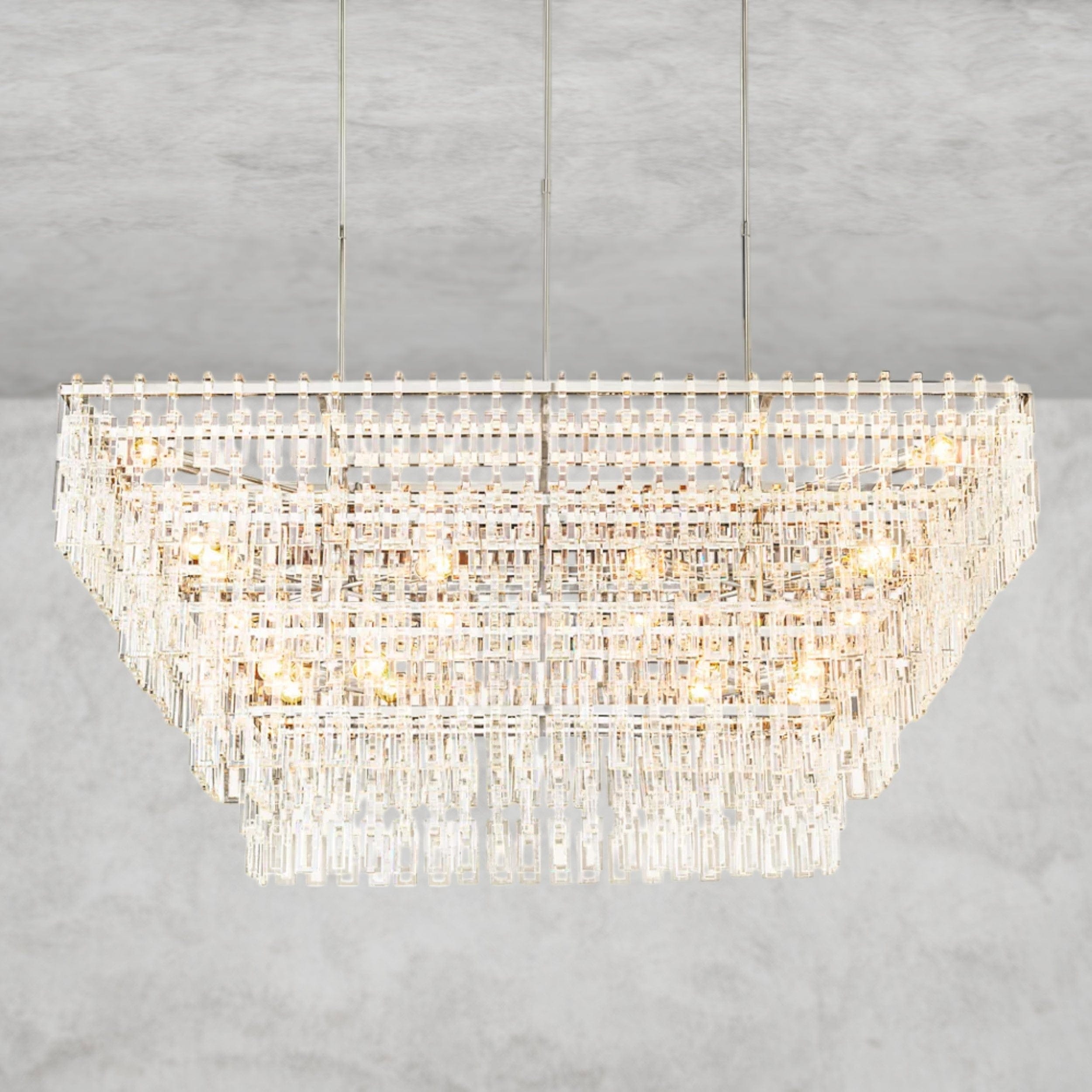 72" / Nickle Marignan Tiered Rectangular Chandelier 60", 72"