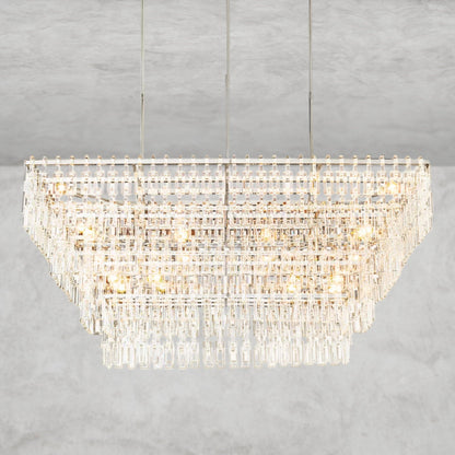 72" / Nickle Marignan Tiered Rectangular Chandelier 60", 72"