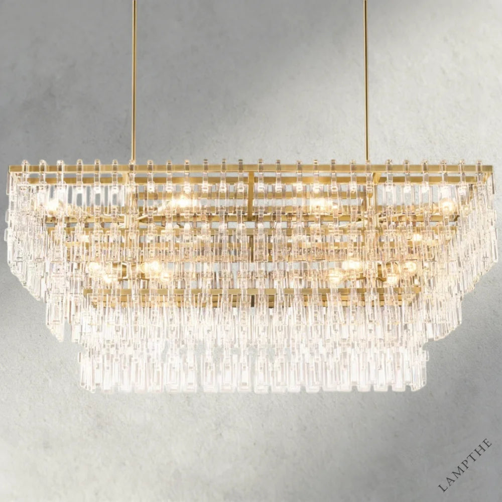 60" / Brass Marignan Tiered Rectangular Chandelier 60", 72"