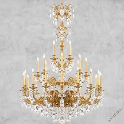 Heirloom Gold / Clear Heritage Crystal Milano 28-light Crystal Chandelier 50"