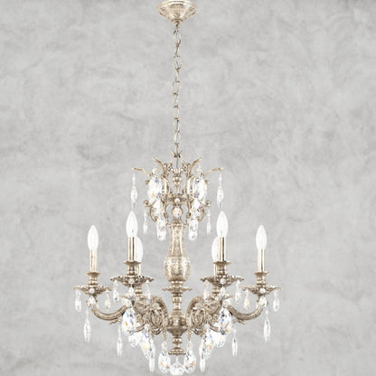 Antique Silver / Clear Heritage Crystal Milano Chandelier 24"