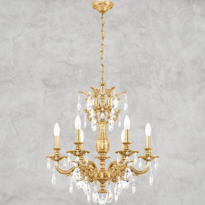Heirloom Gold / Clear Heritage Crystal Milano Chandelier 24"