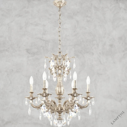 Antique Silver / Clear Heritage Crystal Milano Chandelier 24"
