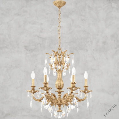French Gold / Clear Heritage Crystal Milano Chandelier 24"