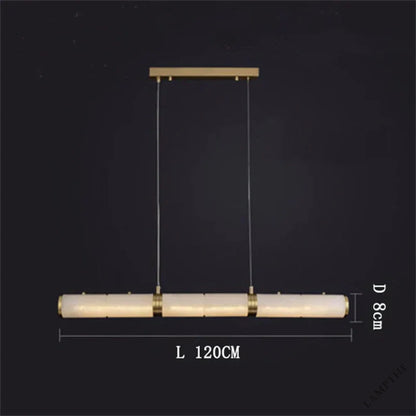 Modern Linear Alabaster Chandelier, Chandelier Over Dining Table