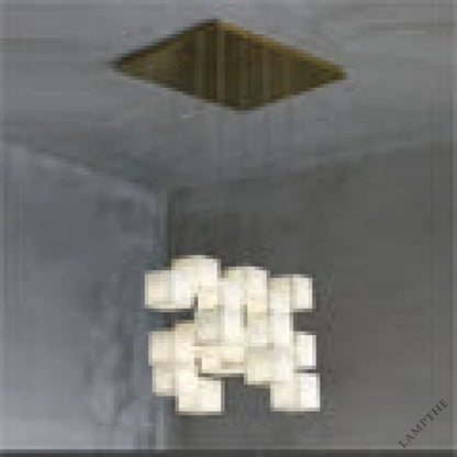 Modern Luxury Alabaster Cubic Round Pendant For Dining Table, Staircase