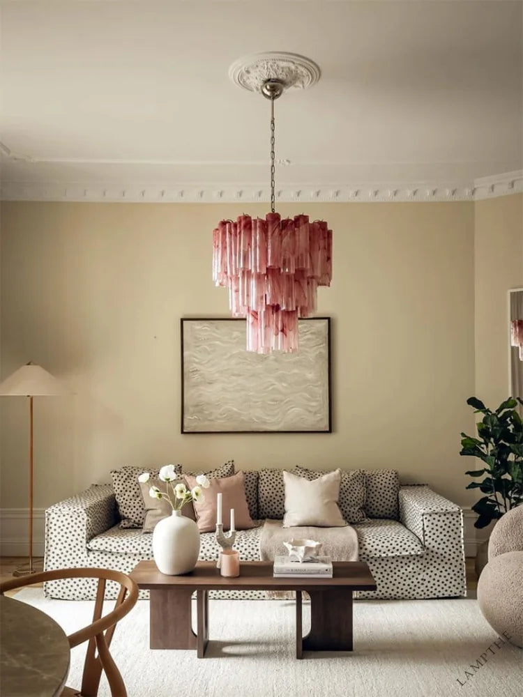Murano Chandelier – 48 tubes – Alabaster Pink