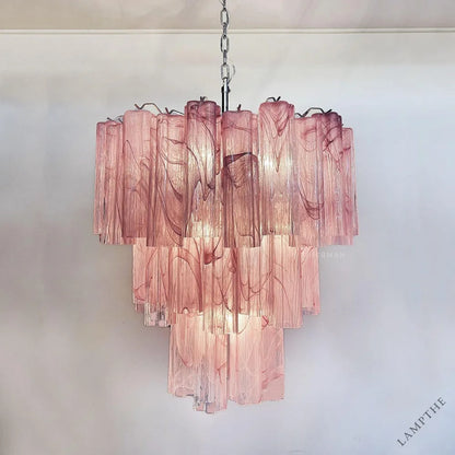 Murano Chandelier – 48 tubes – Alabaster Pink