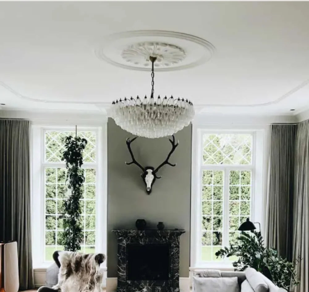 Murano Chandelier – Poliedri – 185 glass – White Alabaster