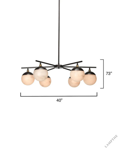 Natural Alabaster Metro 6 Lights Ball Chandelier