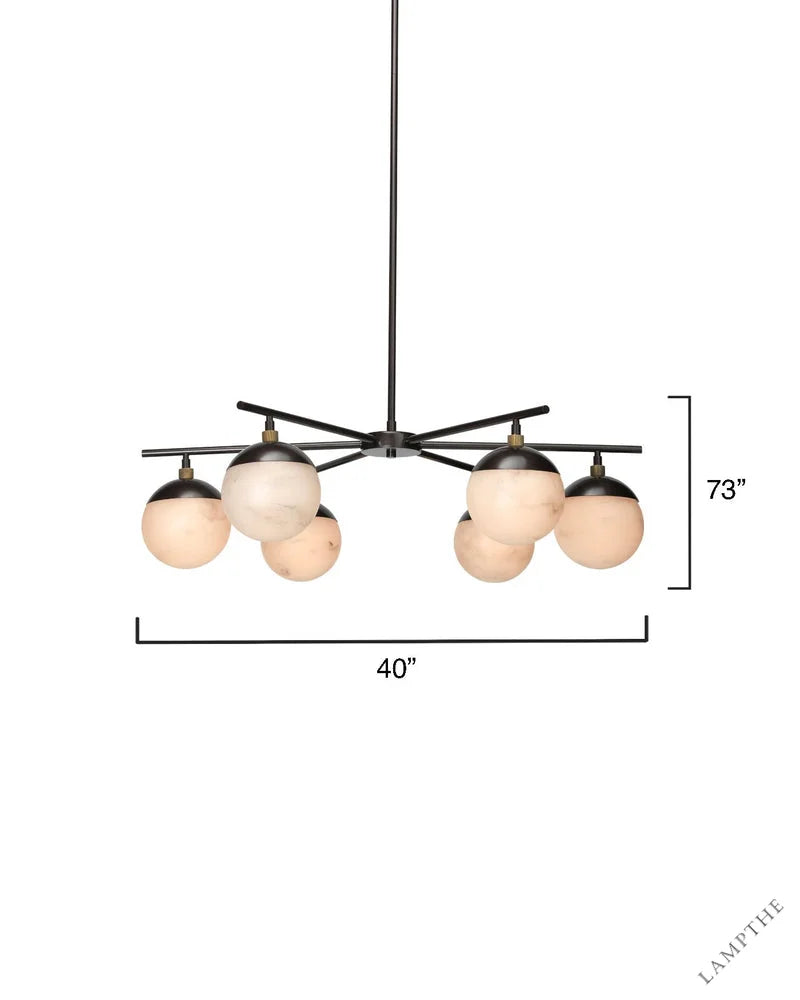Natural Alabaster Metro 6 Lights Ball Chandelier