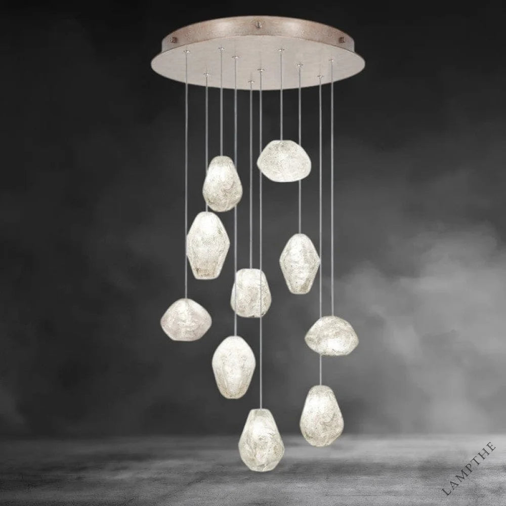 10 - Light / Brass Nature-inspired round chandelier