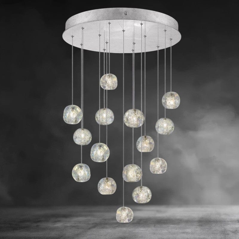 15- Light / Nickel Nature-inspired round crystal Chandelier