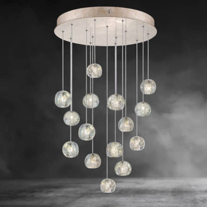 15- Light / Brass Nature-inspired round crystal Chandelier