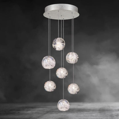7- Light / Nickel Nature-inspired round crystal Chandelier
