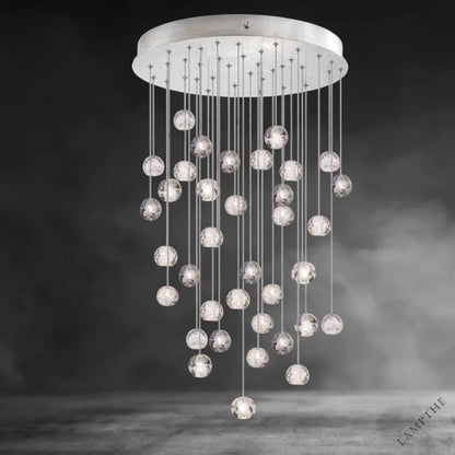 36- Light / Nickel Nature-inspired round crystal Chandelier