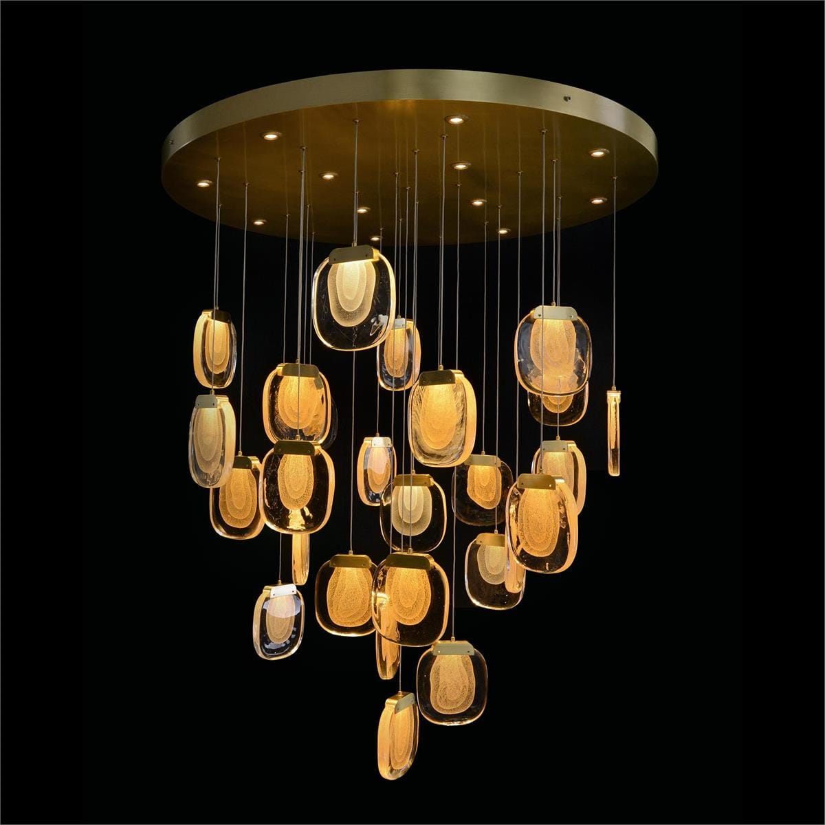Naturix Layered Glass Thirty-Nine-Light Drop Pendant Chandelier