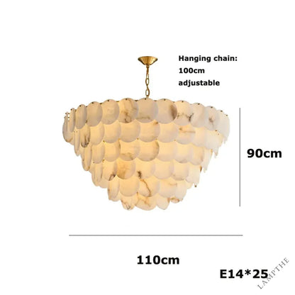 Noah Multi-Layer Natural Alabaster Round Modern Chandelier 35''/43''